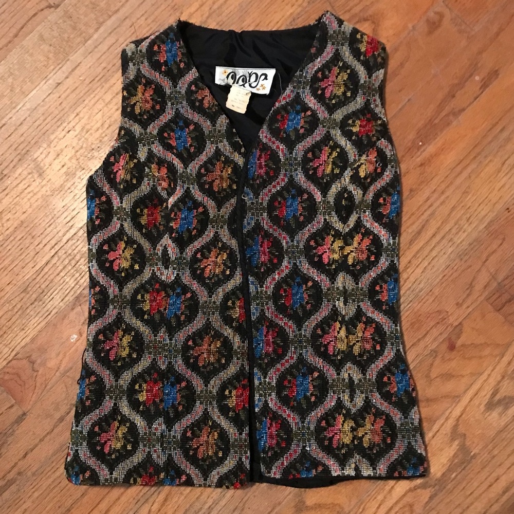 VINTAGE 60s/70s OOPS California tapestry vest Sz S